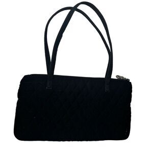 Vera Bradley All Black Clutch With Gold Hadware On Zipper Pull 12" x 7" W‎